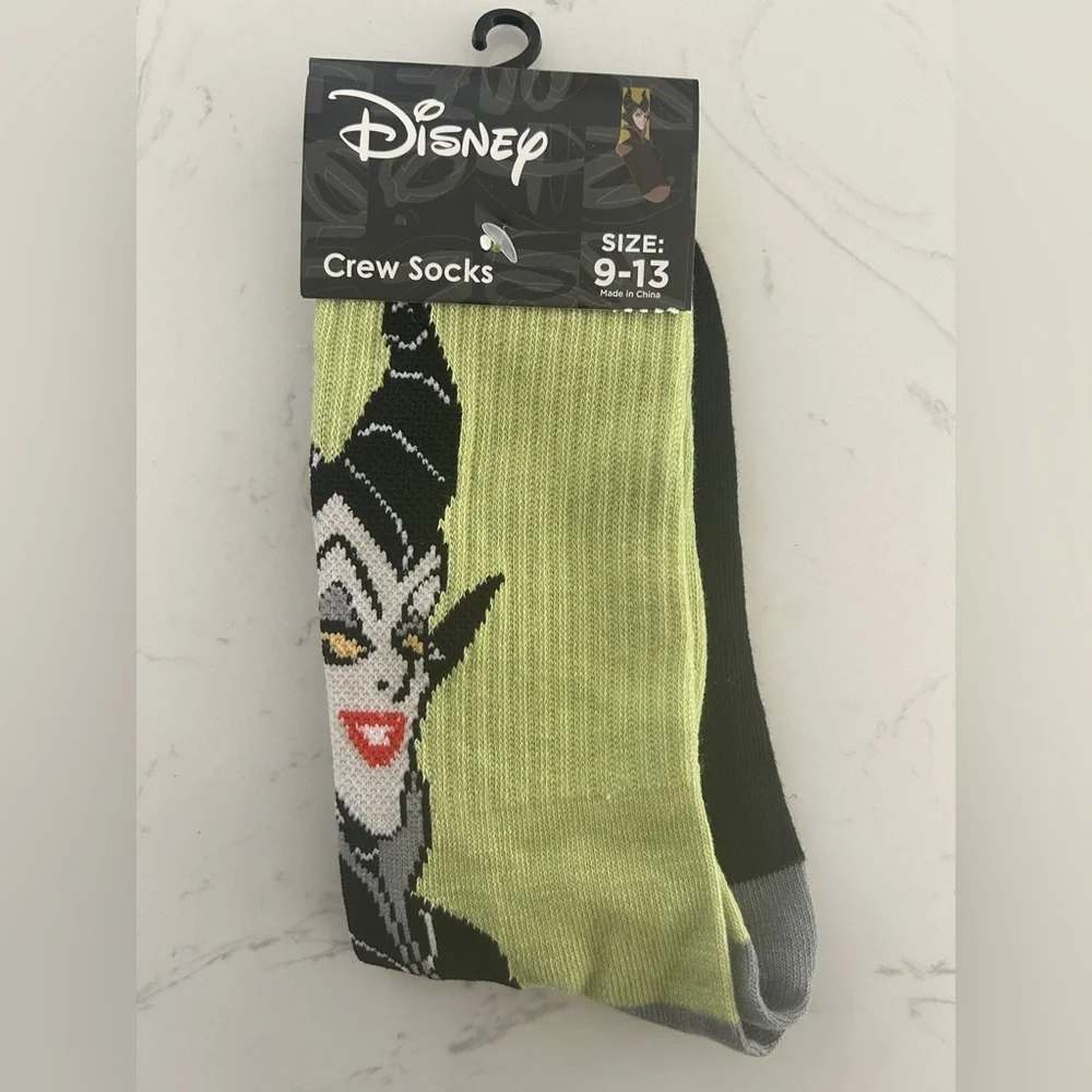 Disney Maleficent Crew Socks - Size 9-13, Unisex- NWT